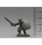 Fighter in Bucket Helm with Sword pewter